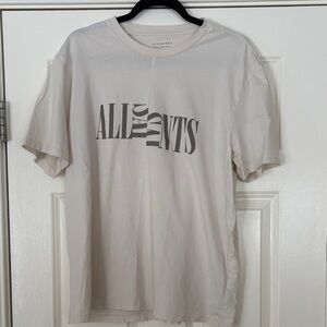All Saints Off-White Nico distressed Logo Tee